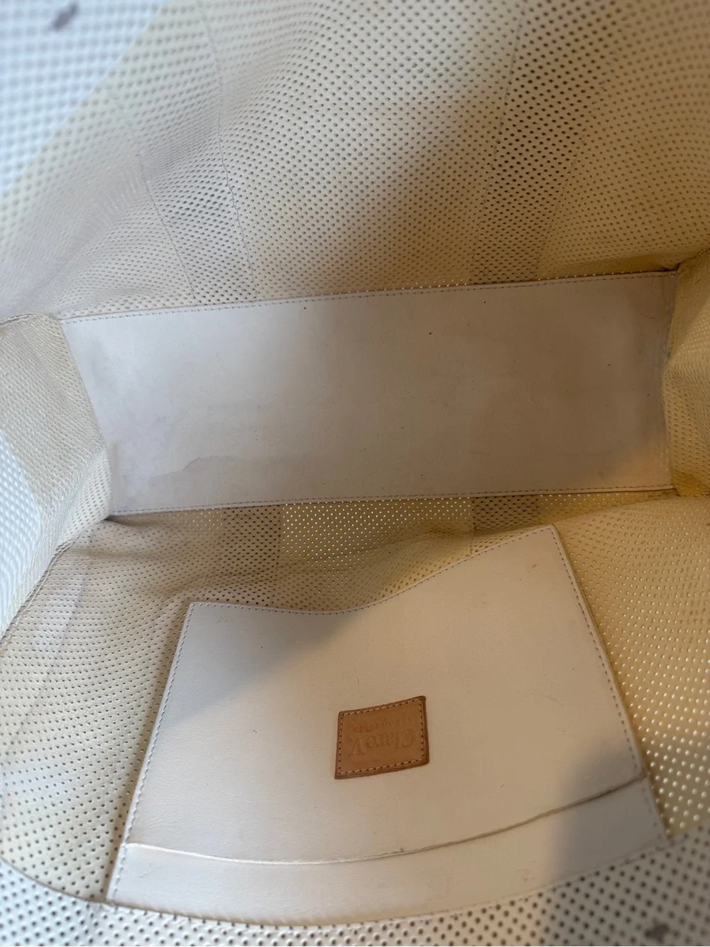 Cream Perforated Tote Bag - Unbranded